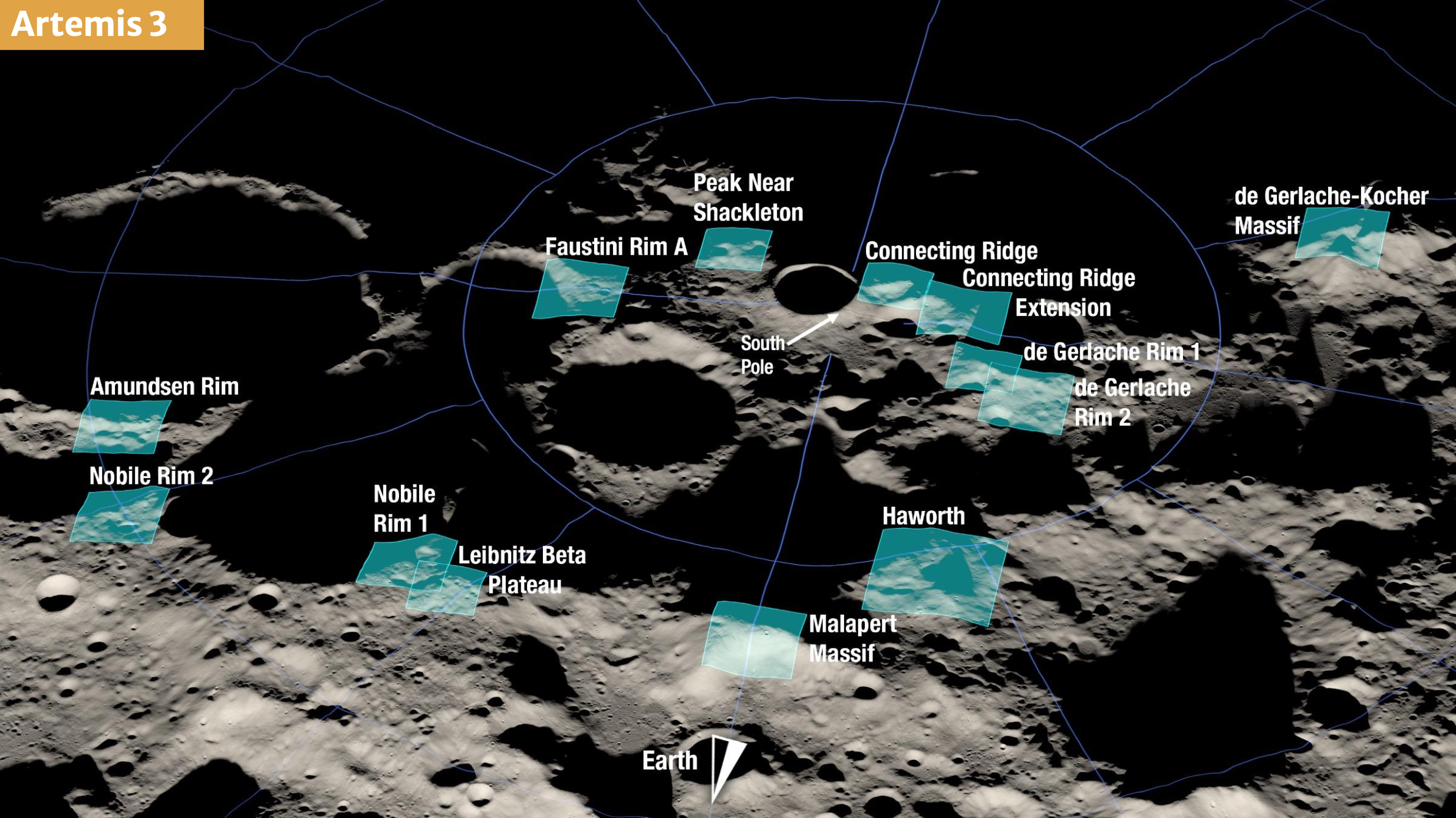 Artemis III candidate landing regions near the lunar south pole